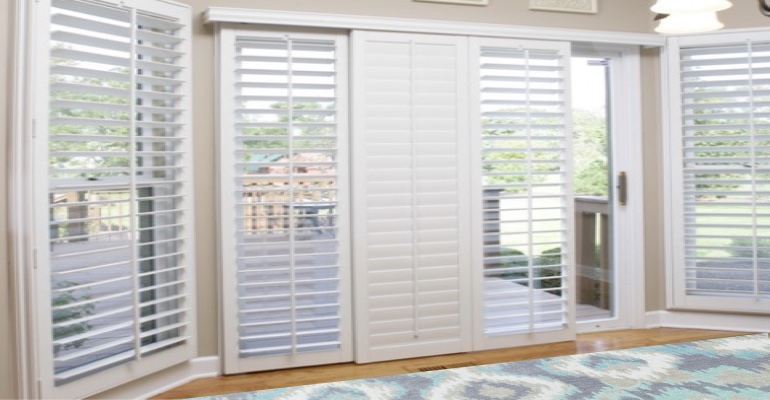 [Polywood|Plantation|Interior ]211] shutters on a sliding glass door in Minneapolis